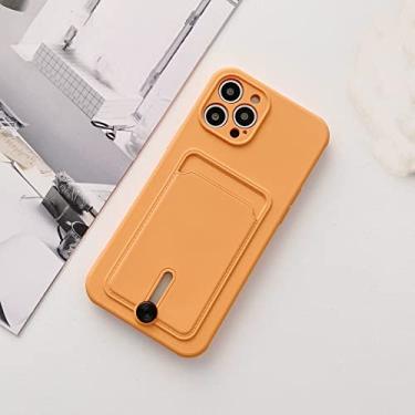 Imagem de Capa de telefone com slot para cartão de carteira Candy Color para iPhone 12 11 Pro Max Mini 8 7 Plus Xr X Xs Max SE 2020 Capa de silicone, laranja, para iPhone12 Pro Max