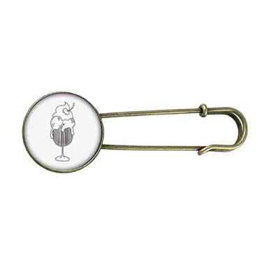 Imagem de Broche de metal retrô de sorvete de cereja contorno preto