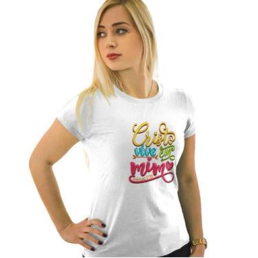 Imagem de Camiseta Cristo Vive Em Mim Baby Look - Tritop Camisetas