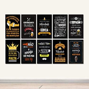 Imagem de Kit 10 Placas Cantinho do Churrasco Homer Bebida Bar Vintage Cerveja Mestre Churrasqueiro MDF 3mm