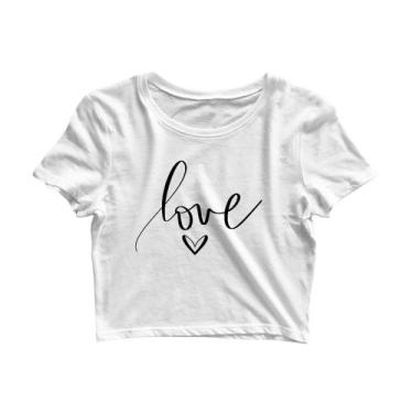 Imagem de Cropped Camiseta Estampado Love Coração Desenho Fofo Jdk445 - Jhon Cat
