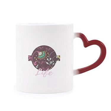 Imagem de Caneca de flor escura com tinta sensível ao calor, copo de grés que muda de cor vermelha