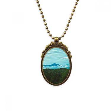 Imagem de DIYthinker Colar vintage com pingente de contas vintage e cenário de natureza florestal verde azul céu