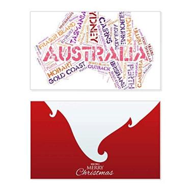 Imagem de Mapa de sabor da Austrália com pontos cênicos, ilustração, feriado, feriado, Natal, cartão de parabéns mensagem de Natal
