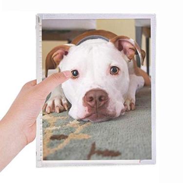 Imagem de Caderno branco Bulldog com imagem de animal de estimação com folhas soltas e diário recarregável