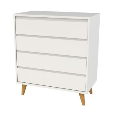 Imagem de Cômoda Infantil Retrô 4 Gavetas Lorena Branco Fosco Carolina Baby