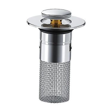 Imagem de Bothyi Filtro de ralo de pia, plugue de filtro de ralo de pia antitransbordamento conversor de banheira universal rolha de ralo de pia de banheiro para hotel, núcleo de latão