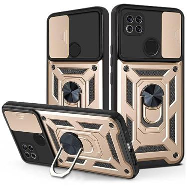 Imagem de Capa para Xiaomi 9C Capa para Redmi 9 C NFC Protetora de Choque Armadura Lente da Câmera Porta Anel Protetora Capa de Telefone Magnética, Dourada, para 9C