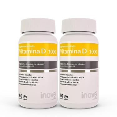 Imagem de Kit Vitamina D 1.000 ui  Inove Nutrition®  2 potes c/ 60 cápsulas cada-Unissex