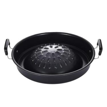 Imagem de Generic Fogão de acampamento grill pan placa de torrefação revestimento antiaderente casa cozinha fogão piqueniques churrasqueira pan alumínio grill pan, preto 30cm