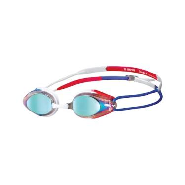 Imagem de ARENA Tracks Óculos de natação unissex juvenil, essencial para corrida, crianças, nadadores, jovens, 6 a 12 anos, lentes espelhadas revestidas, dourado/azul/vermelho