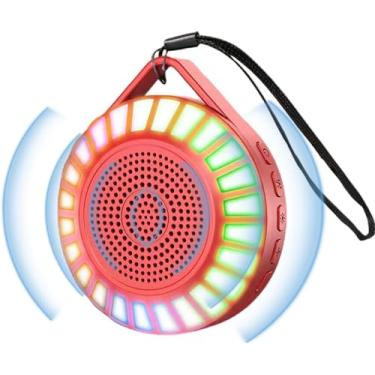Imagem de Alto-falante subwoofer portátil, alto-falante azul sem fio interno com luz LED, mini reprodutor de música portátil USB 80HZ-18KHZ para festas ao ar livre, casa, parque/619 (Color : Red)