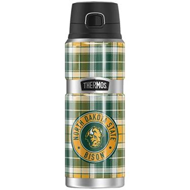 Imagem de THERMOS Crachá xadrez oficial da North Dakota State University Garrafa de aço inoxidável, isolamento a vácuo e parede dupla, 680 g