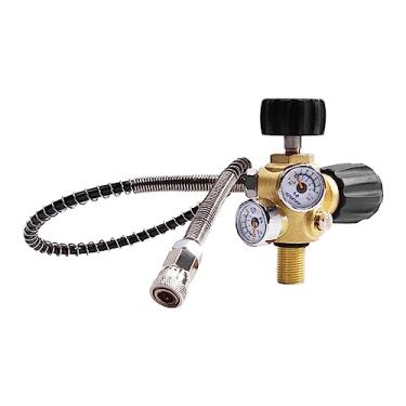 Imagem de Owfeel Adaptador de mergulho com válvula DIN M18x1,5 com calibre, compressor de alta pressão PCP 4500psi/300bar, estação de enchimento de paintball, mangueira macia de 61 cm, válvula de carregamento para tanque de ar, rifle de ar PCP, Paintball