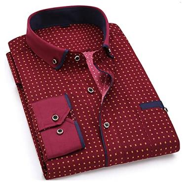Imagem de Men's Long Sleeve Shirt Print Slim Fit Dress Shirt Men's Soft And Comfortable Shirt (Color : SH220, Size : Asian Size 8XL or 48)