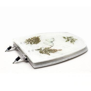 Imagem de Assento Sanitário Poliéster para Louça Monte Carlo/venice deca/belize Aço Decorado `avenca e Borbo Branco Marmorizado