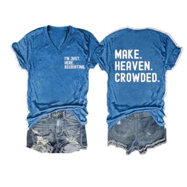 Imagem de QYZ-Top Camiseta Make Heaven Crowded Heaven is My Home Im Just Here Recruiting Camiseta gola V, Azul 1, P