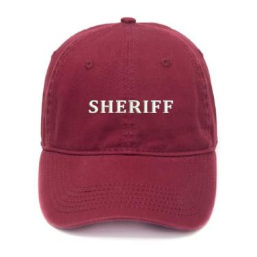 Imagem de L8502-LXYB Boné de beisebol masculino bordado Sheriff algodão lavado, Vermelho, 7 1/8