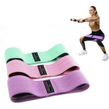 Imagem de Kit 03 Faixas Elásticas Para Treino De Resistência Yoga Fitness Pilate