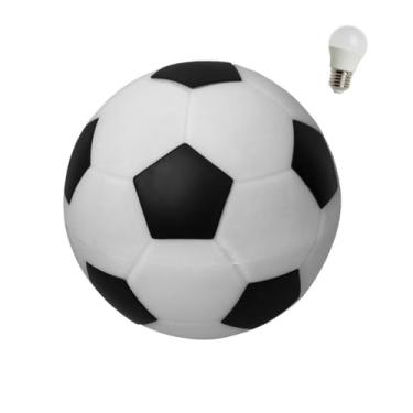 Imagem de Luminária Abajur Usare Bola de Futebol Branca e Preta com Lâmpada LED