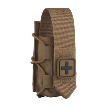 Imagem de Bolsa de torniquete para SAM XT/CAT/SOF, com aba de gancho para puxar rápido IFAK ou remover cordão elástico aberto, suporte de tecido durável MOLLE bolsa médica adequada para coletes