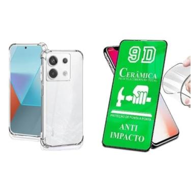 Imagem de Kit Capa Capinha Case Anti Impacto e Película Ceramica 9D Compatível Xiaomi Redmi Note 13 Versao 4G