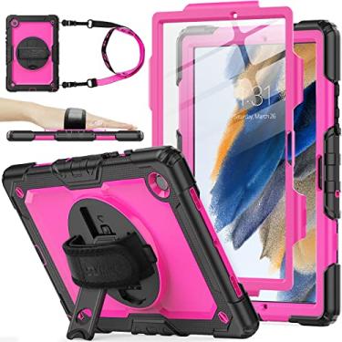 Imagem de SEYMAC stock Capa para Samsung Galaxy Tab A8 de 10,5 polegadas, capa de proteção contra quedas de corpo inteiro com protetor de tela, suporte para lápis [alça de mão giratória de 360°] e suporte, rosa