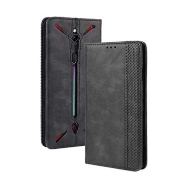 Imagem de Capa para ZTE Nubia Red Magic 3, carteira com suporte de couro para ZTE Nubia Red Magic 3, capa magnética retrô para celular, capa carteira com compartimentos para cartão