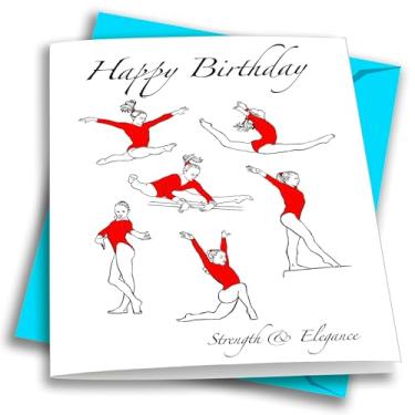 Imagem de Play Strong GYMNASTICS Strength & Elegance Happy Birthday Sports Powercard 1 pacote (5 x 7) Cartões de aniversário esportivos Cartões comemorativos incríveis para ginastas, treinadores e fãs!