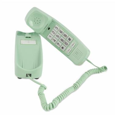 Imagem de Telefone fixo para casa – telefone com fio, botão grande fácil de usar para escritório em casa, idosos e telefone doméstico; telefone de mesa analógico com design de telefone de parede vintage -