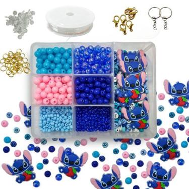 Imagem de Kit Miçangas Infantil para Montar Pulseiras Bolinhas letra  Maleta Bij