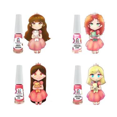 Imagem de Kit C/4 Esmaltes Rosas Infantil A Base De Água Amusant Princesas