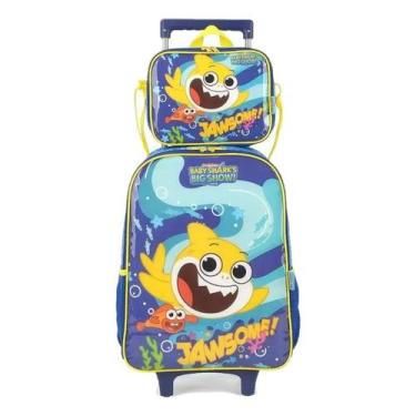 Imagem de Kit Mochila Rodinhas+ Lancheira Baby Shark Amarelo Original, Amarelo