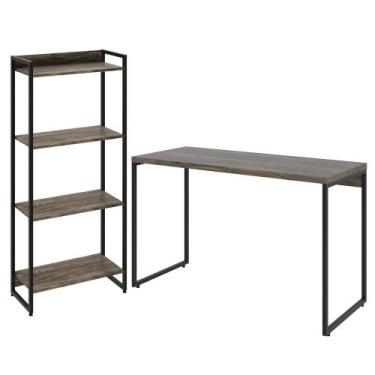 Imagem de Kit Estante Areta 4 Prateleiras com Mesa Industrial Aspen 120cm C01 Ca