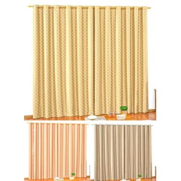 Imagem de cortina sala semi blackout ouro perciana moderna blecaute 3m  jacquard