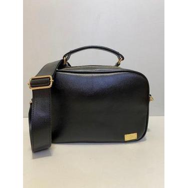 Imagem de Bolsa  a tiracolo mini baú caprina preta, Preto