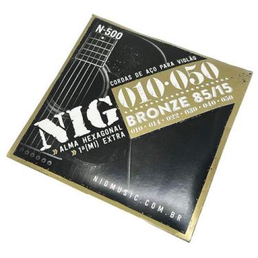 Imagem de Encordoamento NIG 10-50 Violão Aço Bronze 85/15 + corda extra + palhet