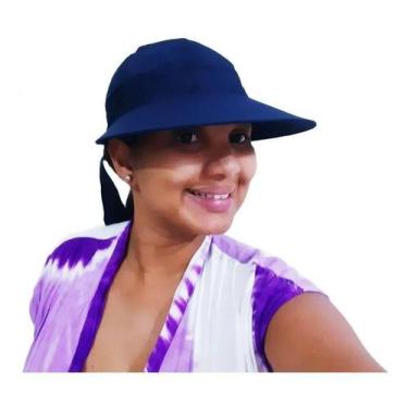 Imagem de Viseira de Praia Feminina de Tactel - Cinza Claro - RGM, Azul escuro