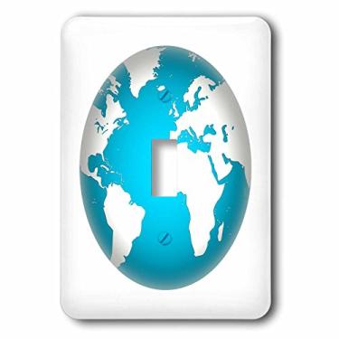 Imagem de 3dRose (lsp_243811_1) Imagem de interruptor único do mapa do globo em turquesa com alguma textura