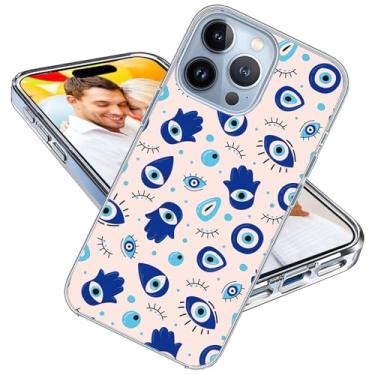 Imagem de Capa para iPhone 15 Pro para meninas e mulheres, ARTIOSIT à prova de choque fina fina macia TPU transparente capa protetora para iPhone 15 Pro 6.1, desenho animado azul peru olho turco Providência