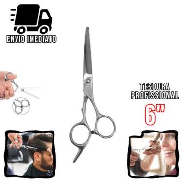 Imagem de Tesoura Cabeleireiro Profissional 6" Aço Inoxidável Barbearia e Salão 