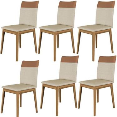 Imagem de Conjunto 6 Cadeiras Cristal Linho com Pés de Madeira Maciça - Loja Doc