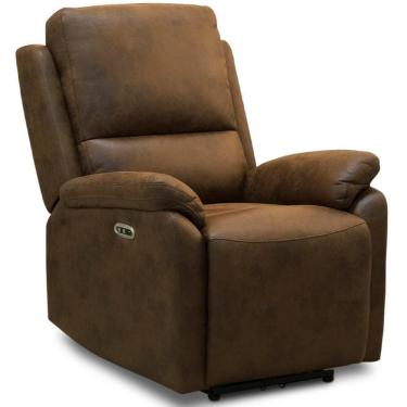 Imagem de Poltrona Do Papai Retrátil Reclinável Elétrica  L06 Nobuck Caramelo - Lyam Decor