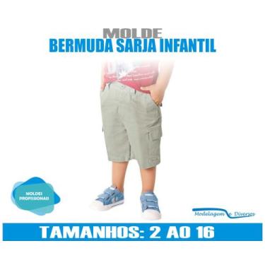 Imagem de Molde Bermuda Sarja Infantil, Modelagem&Diversos, Tamanhos 2 ao 16