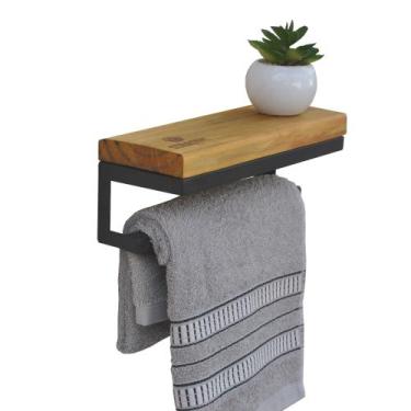 Imagem de Toalheiro Multiuso 25cm Banho Rosto Design Industrial Preto - Strassis