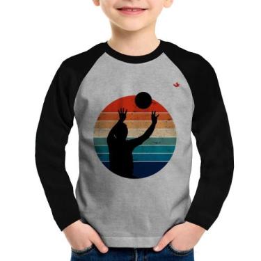 Imagem de Camiseta Raglan Infantil Vôlei Vintage Sunset Manga Longa - Foca na Mo