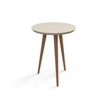 Imagem de Mesa De Apoio Redonda Retrô Luna 530 - Patrimar, Off White