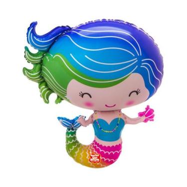 Imagem de Balão Microfoil Sereia 3D  - 1 unidade - 80cm (31'') - Balões São Roqu