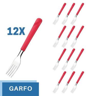 Imagem de Conjunto 12 Garfos Aço Inox Cabo Plástico Vermelho Luna - Taumer, Luna