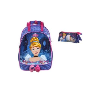 Imagem de Kit Escolar Cinderela Mochila De Costas + Estojo Triplo - Dermiwil